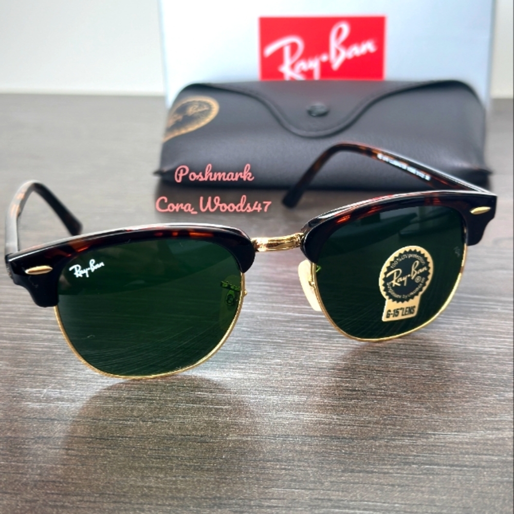 RayBan Clubmaster Green Lenses RB3016 Tortoise Frame Unisex New - Picture 4 of 16